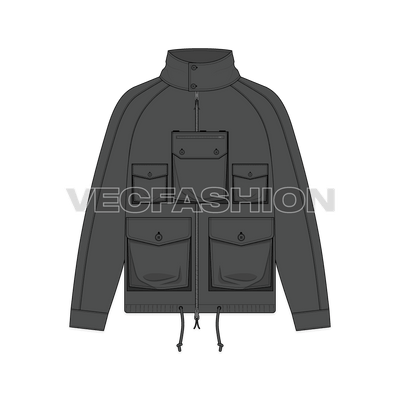 Mens Oversized Parka Jacket front view