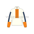 Mens oversized polar fleece pullover flat sketch, front view