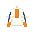 Mens oversized polar fleece pullover flat sketch, front view