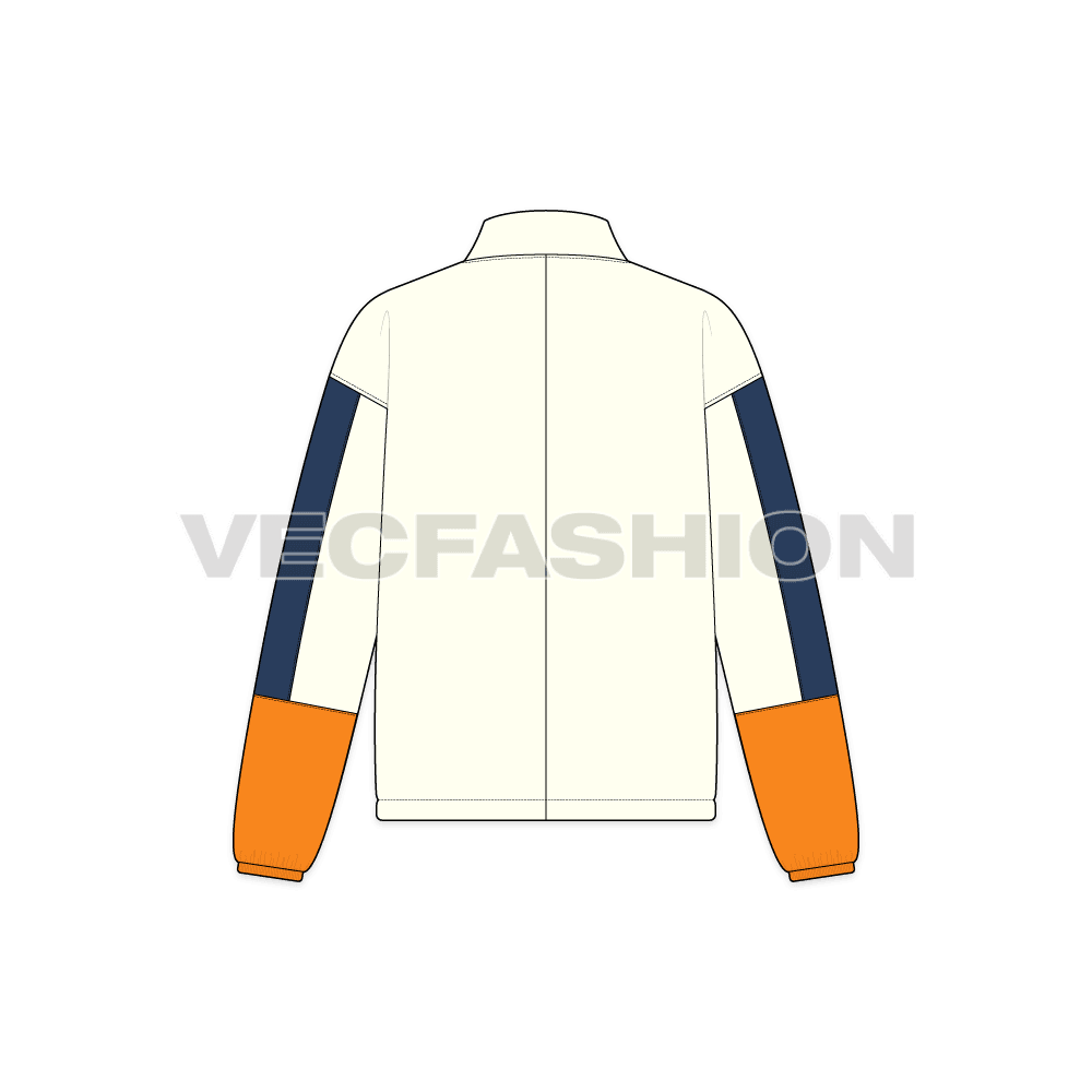 Mens oversized polar fleece pullover flat sketch, back view