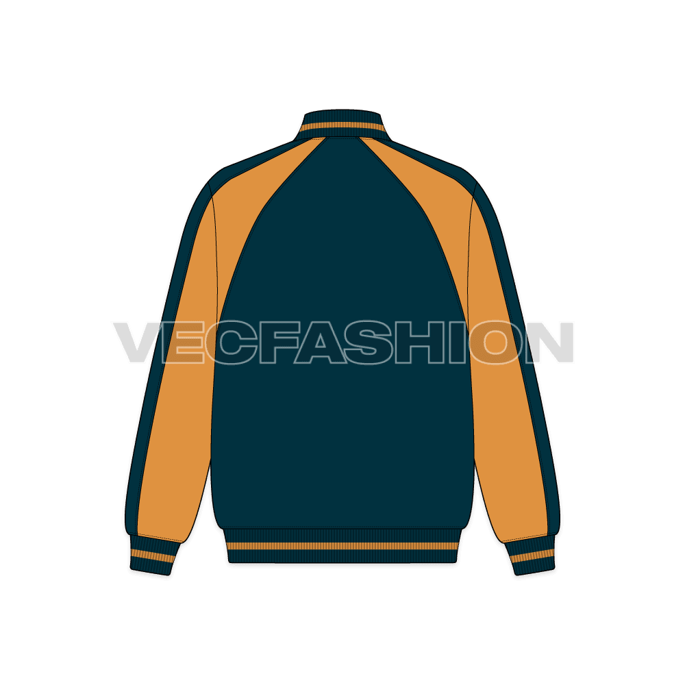 Mens Oversized Running Jacket flat sketch, back view