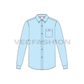 Mens oxford shirt flat sketch, front view