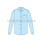 Mens oxford shirt flat sketch, front view