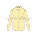 Mens oxford shirt flat template flat sketch, front view