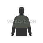 Mens panelled hoodie flat sketch, back view