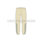 Mens panelled linen pants flat sketch, back view