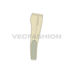 Mens panelled linen pants flat sketch, side view