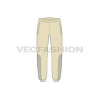 Mens panelled linen pants flat sketch, front view