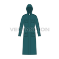 Mens Parka Coat flat sketch, front view