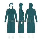 Mens Parka Coat flat sketch, croqui sketch