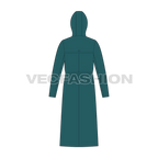 Mens Parka Coat flat sketch, back view