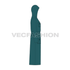 Mens Parka Coat flat sketch, side view