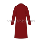 Mens Pea Coat Vector Sketch flat sketch, back view