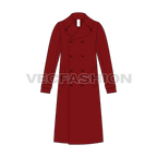 Mens Pea Coat Vector Sketch flat sketch, front view