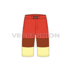 Mens pedal pushers board shorts flat sketch, front view