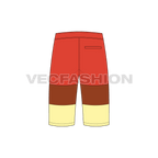 Mens pedal pushers board shorts flat sketch, back view
