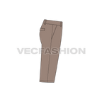 Mens pedal pushers cotton shorts flat sketch, side view