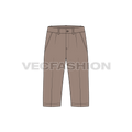 Mens pedal pushers cotton shorts flat sketch, front view