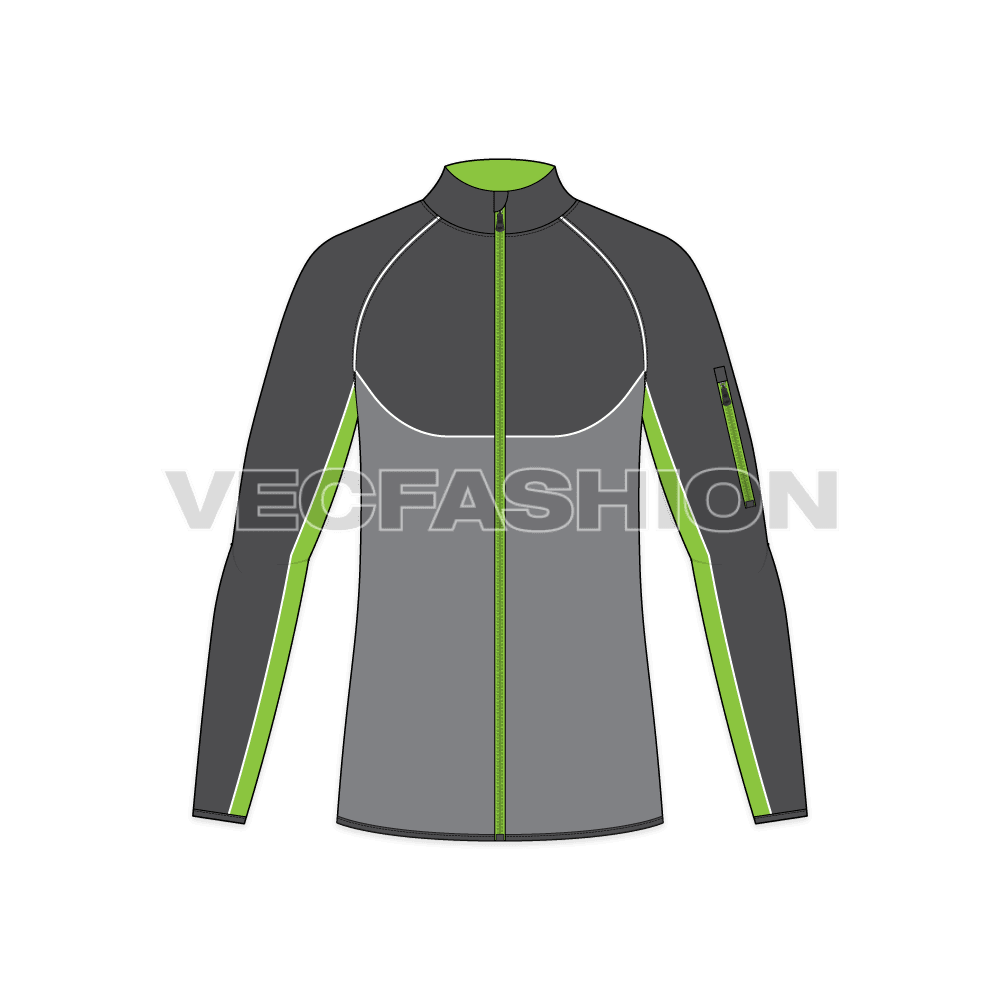 Mens Performance Sport Jacket flat sketch, front view