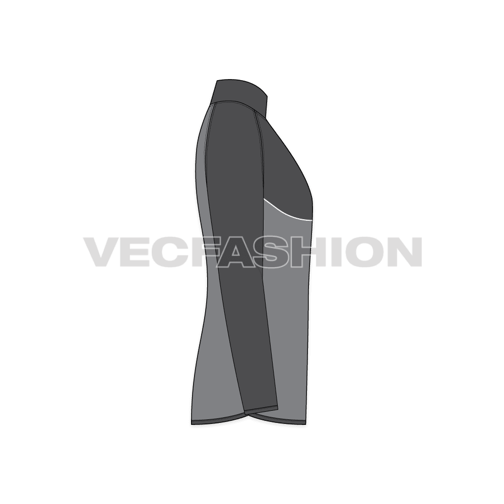 Mens Performance Sport Jacket flat sketch, side view