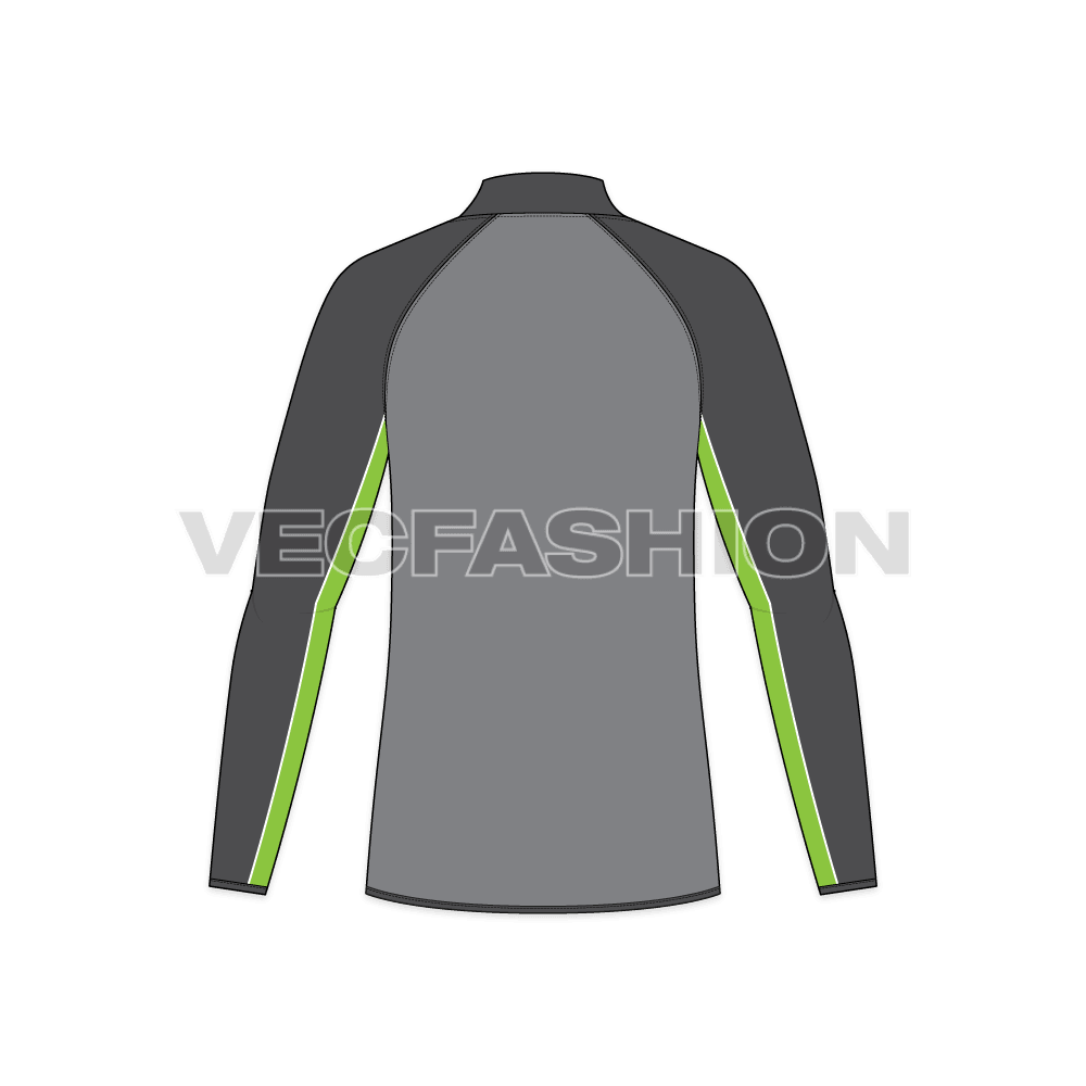 Mens Performance Sport Jacket flat sketch, back view