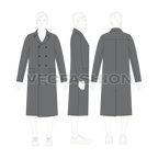 Mens Polo Coat Vector Sketch flat sketch, croqui sketch