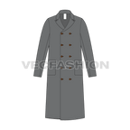 Mens Polo Coat Vector Sketch flat sketch, front view