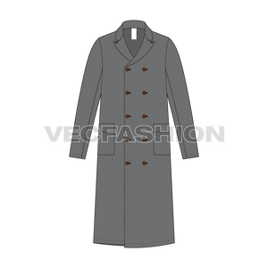 Mens Polo Coat Vector Sketch front view