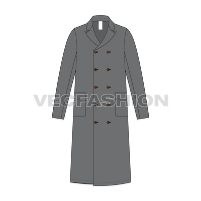 Mens Polo Coat Vector Sketch front view