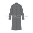 Mens Polo Coat Vector Sketch flat sketch, back view