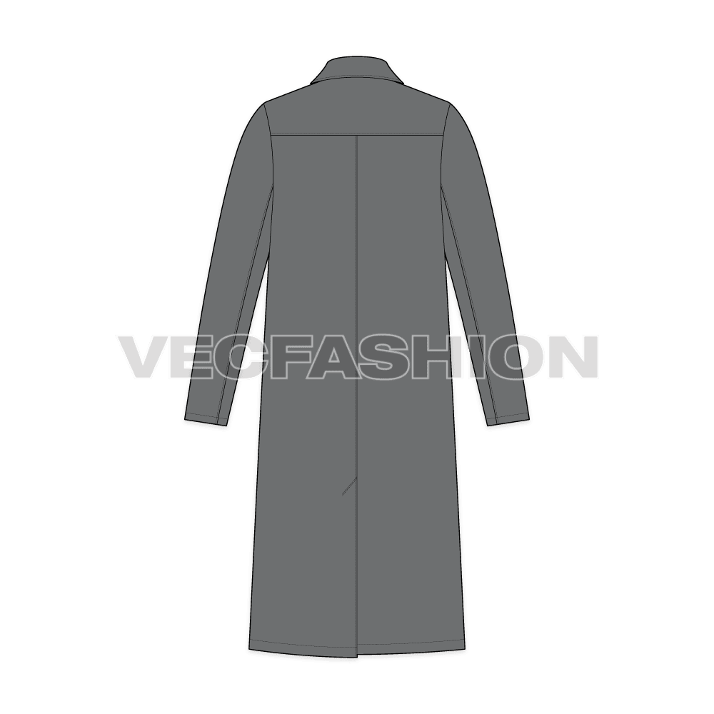 Mens Polo Coat Vector Sketch flat sketch, back view