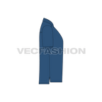 Mens polo neck shirt flat sketch, side view