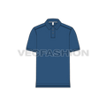 Mens polo neck shirt flat sketch, front view