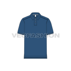 Mens polo neck shirt flat sketch, front view