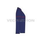 Mens polo neck t-shirt flat sketch, side view