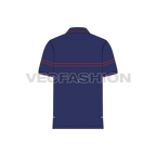 Mens polo neck t-shirt flat sketch, back view