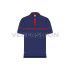 Mens polo neck t-shirt flat sketch, front view