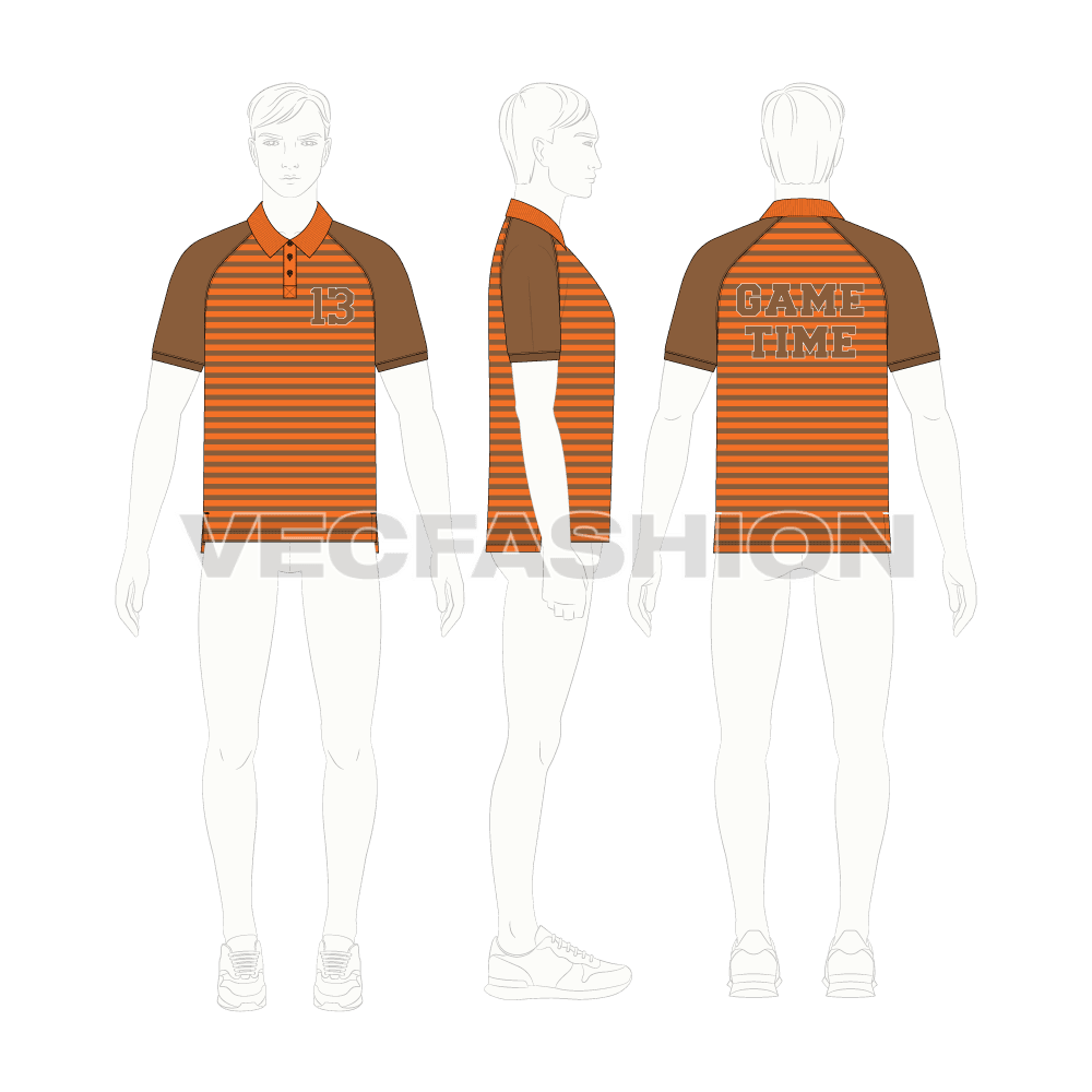 Mens polo shirt flat sketch, croqui sketch