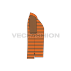 Mens polo shirt flat sketch, side view