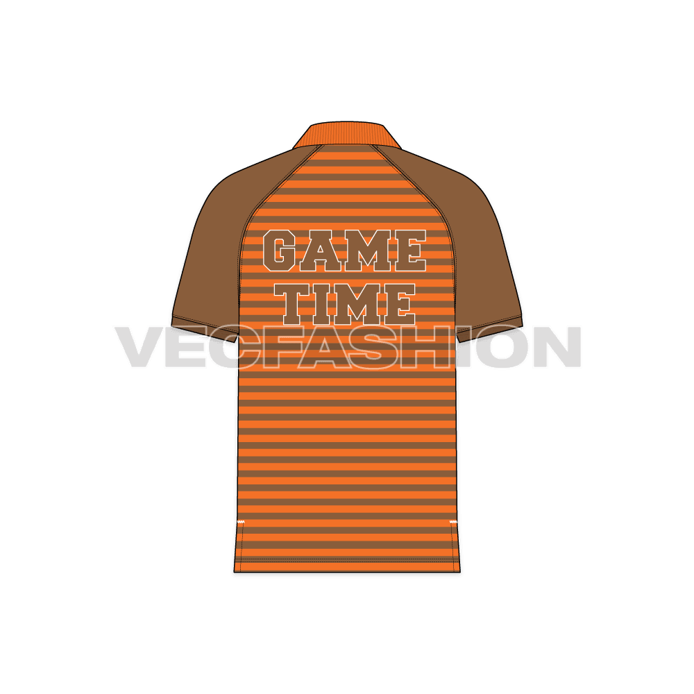 Mens polo shirt flat sketch, back view