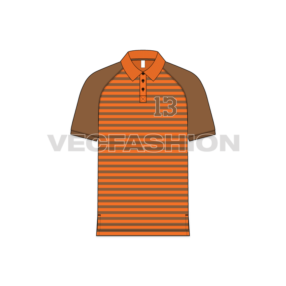 Mens polo shirt flat sketch, front view