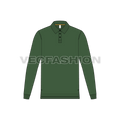 Mens polo shirt with extended back flat sketch, front view