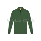 Mens polo shirt with extended back flat sketch, front view