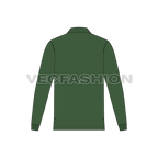 Mens polo shirt with extended back flat sketch, back view