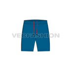 Mens polyester sport shorts flat sketch, front view