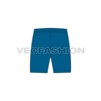 Mens polyester sport shorts flat sketch, back view