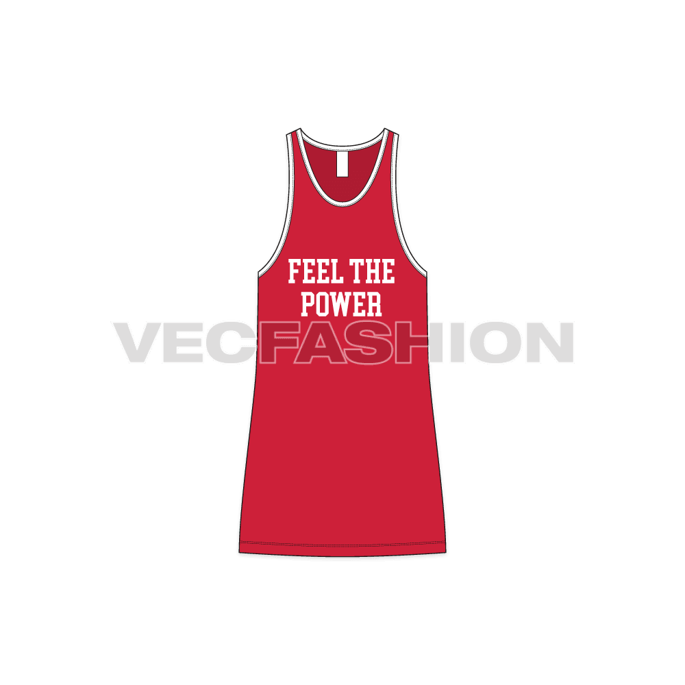 Mens pro gym tank flat sketch, front view