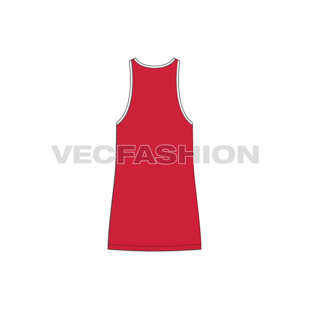 Mens pro gym tank flat sketch, back view