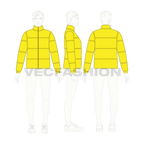 Mens Puffer Climbing Jacket flat sketch, croqui sketch