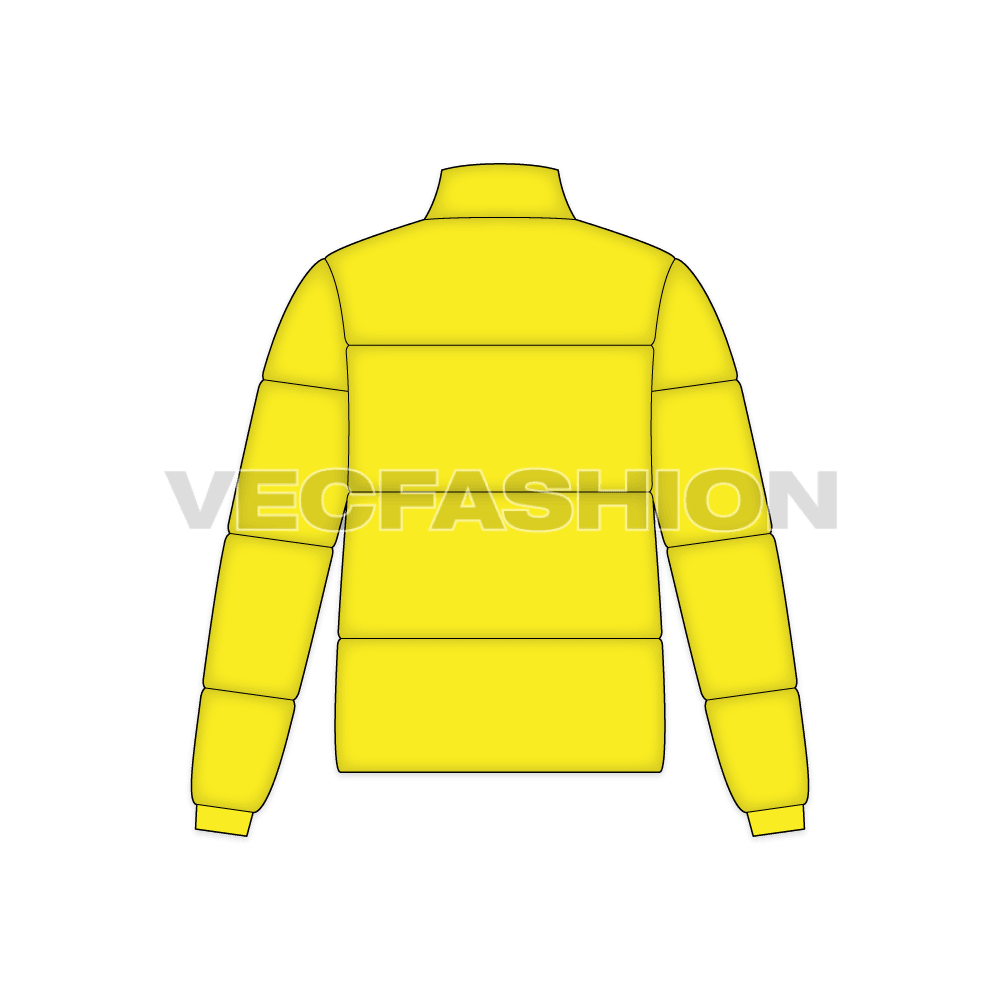 Mens Puffer Climbing Jacket flat sketch, back view